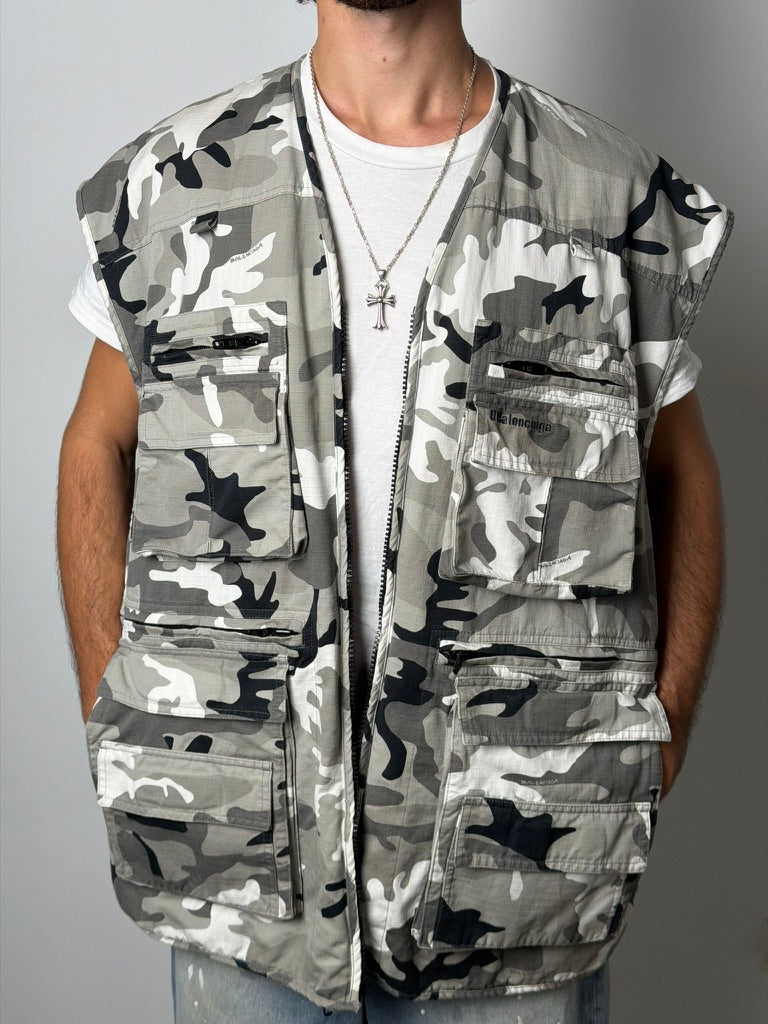 Balenciaga Padded Snow Camo Cargo Vest