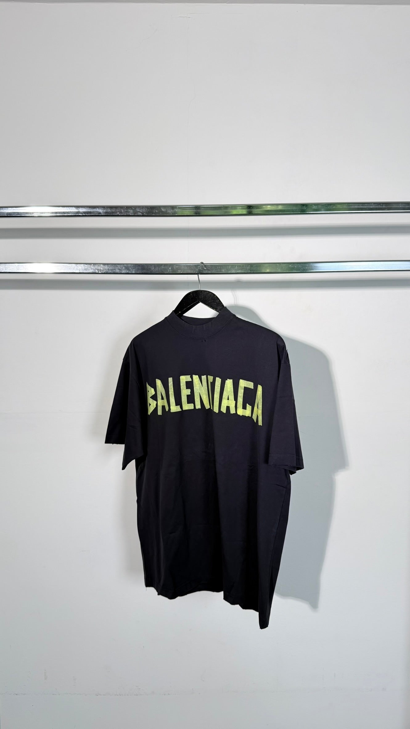 Balenciaga Tape Type T-shirt Medium Fit in Black Faded
