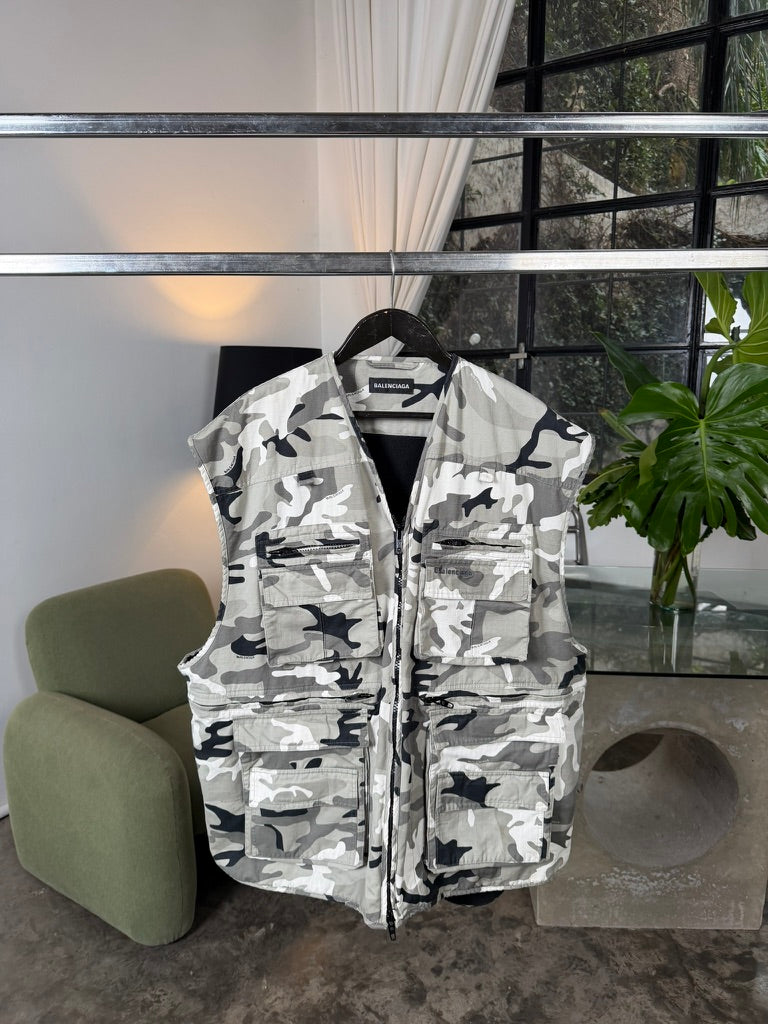 Balenciaga Padded Snow Camo Cargo Vest