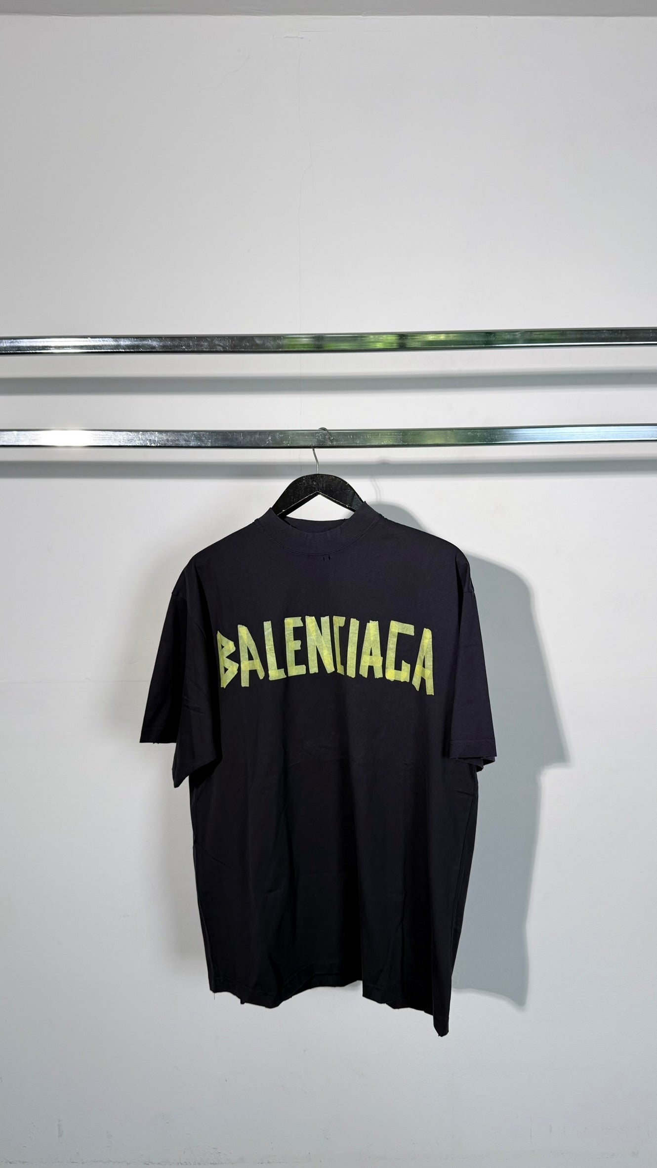 Balenciaga Tape Type T-shirt Medium Fit in Black Faded