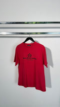 Balenciaga Paris BB Logo Print Red T-Shirt