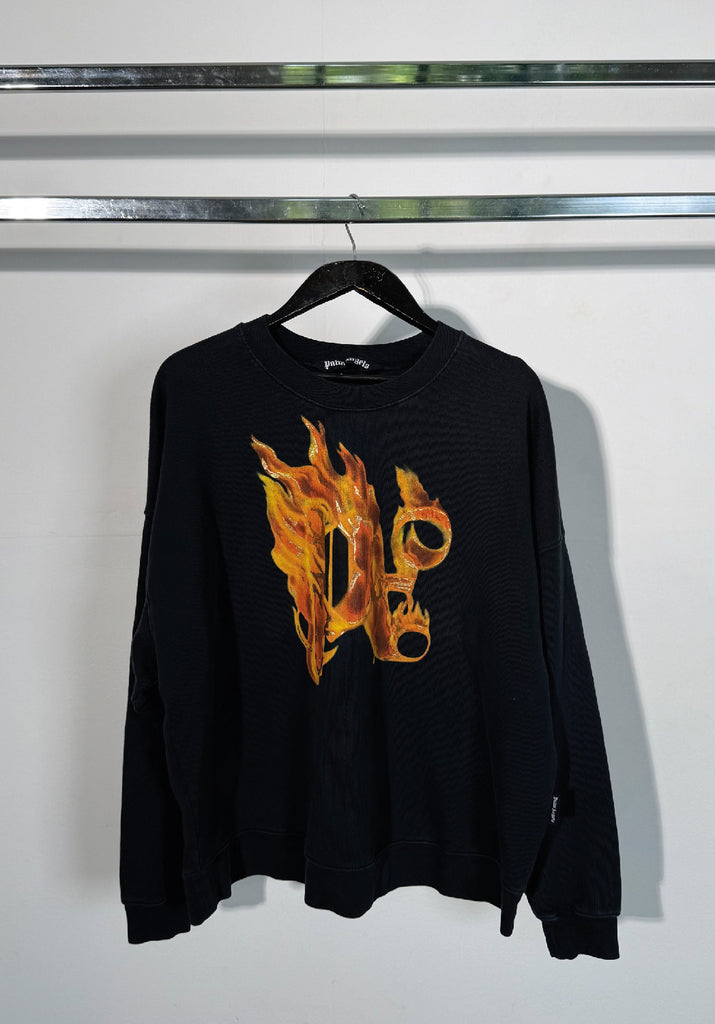 Palm Angels Burning monogram-print sweatshirt Black