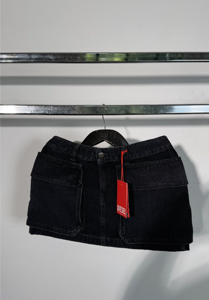 Diesel De-Ton Cargo Pocket Mini Denim Skirt